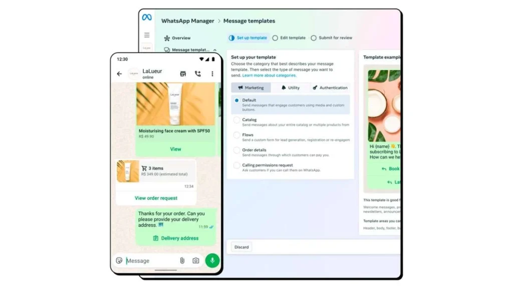 5 - Gambar ilustrasi fitur template broadcast dari WhatsApp bisnis API
