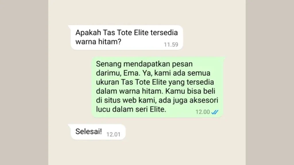 6 - Gambar screenshot konsultasi produk pada WhatsApp