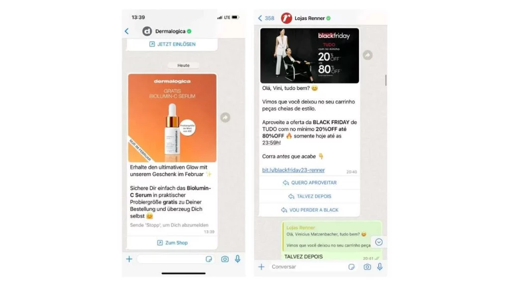 8 - gambar screenshot whatsapp yang menampilkan pesan marketing dengan gambar dan tautan