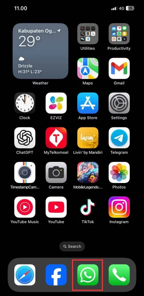9 - Gambar screenshot dari langkah Buka aplikasi WhatsApp di iPhone Anda.
