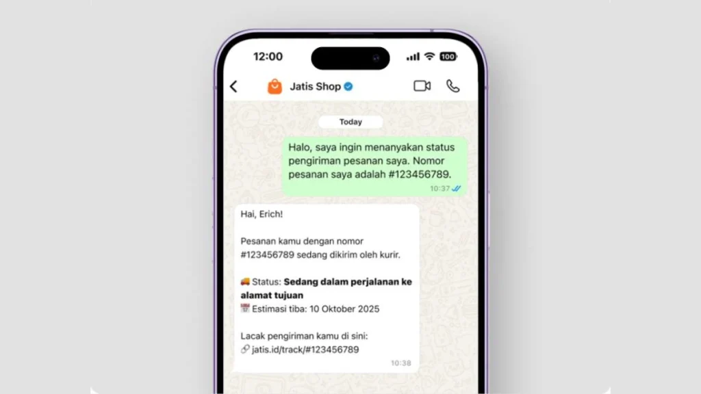 6 - Gambar screenshot contoh order automation di WhatsApp