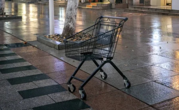 Abandoned cart on the street