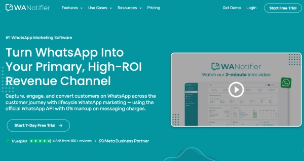 Halaman website resmi WANotifier