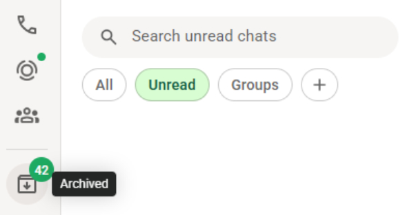 Menu arsip di WhatsApp versi Windows