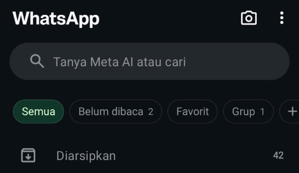 Tab arsip di WhatsApp versi Android