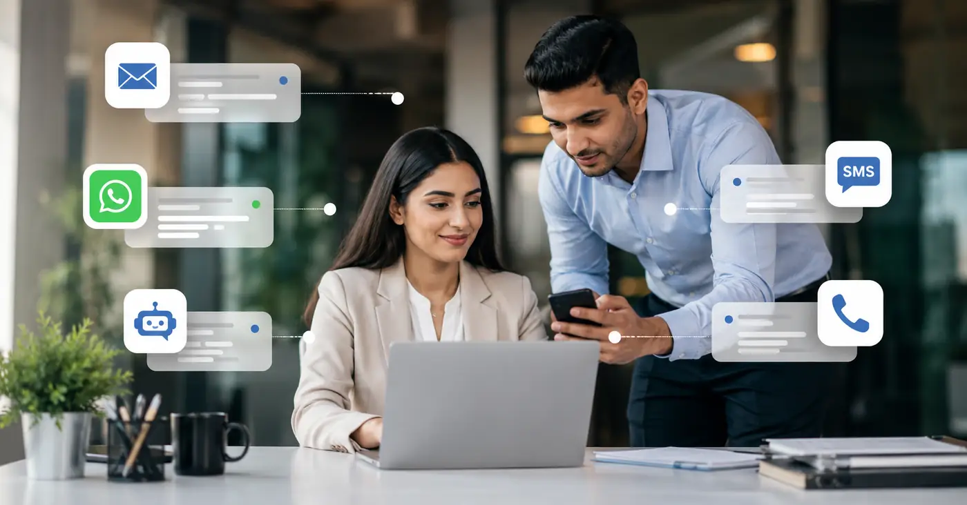 channel lead nurturing melalui email WhatsApp chatbot SMS dan telepon
