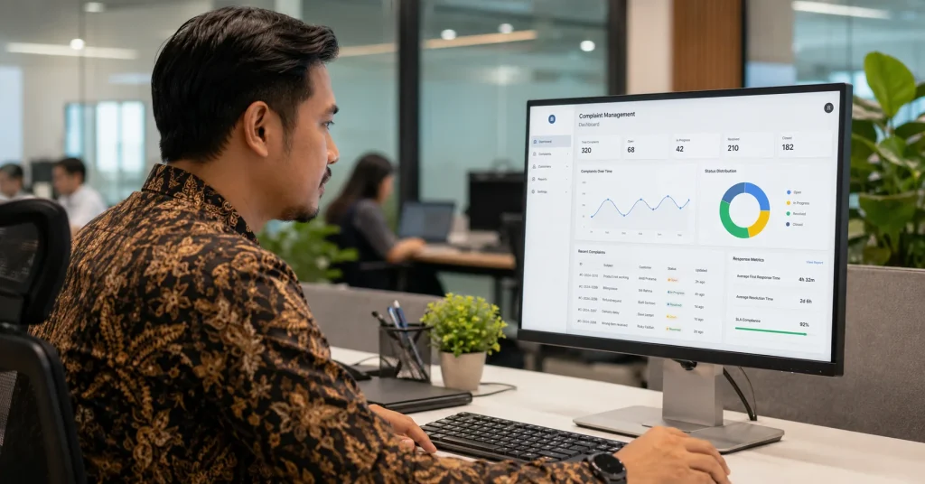 Dashboard complaint management system untuk mengelola keluhan pelanggan dari banyak kanal