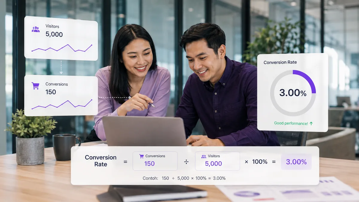 Dashboard pengukuran conversion rate website dan WhatsApp untuk bisnis