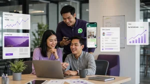 Funnel conversion rate dari traffic website ke WhatsApp follow-up dan penjualan