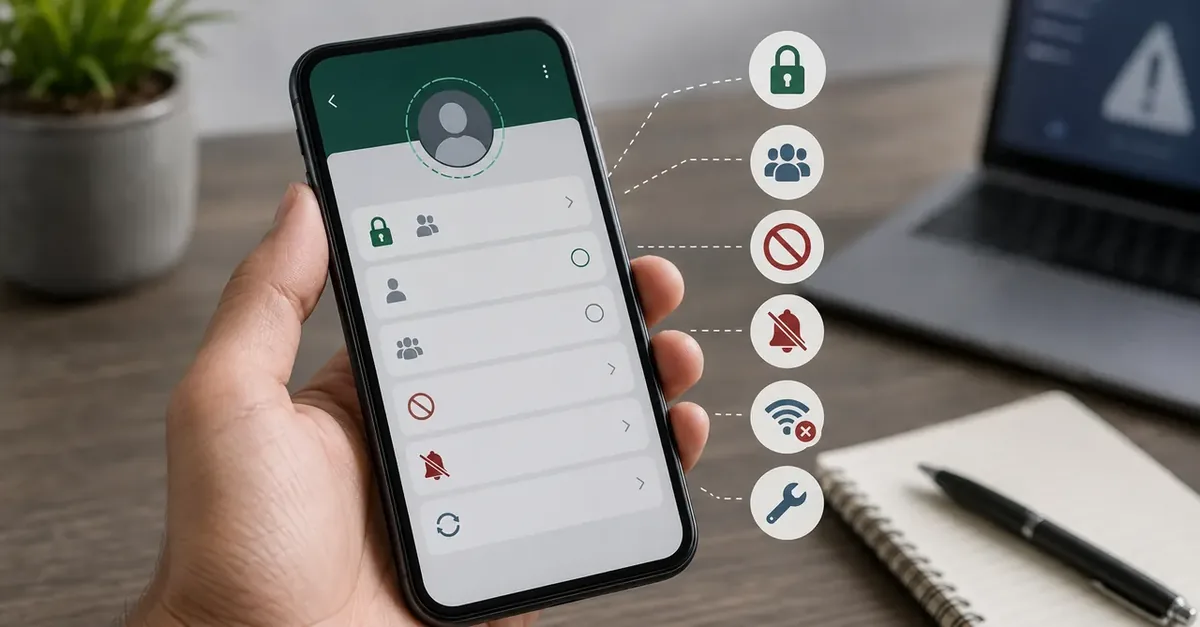 Ikon pengaturan privasi status WhatsApp di smartphone