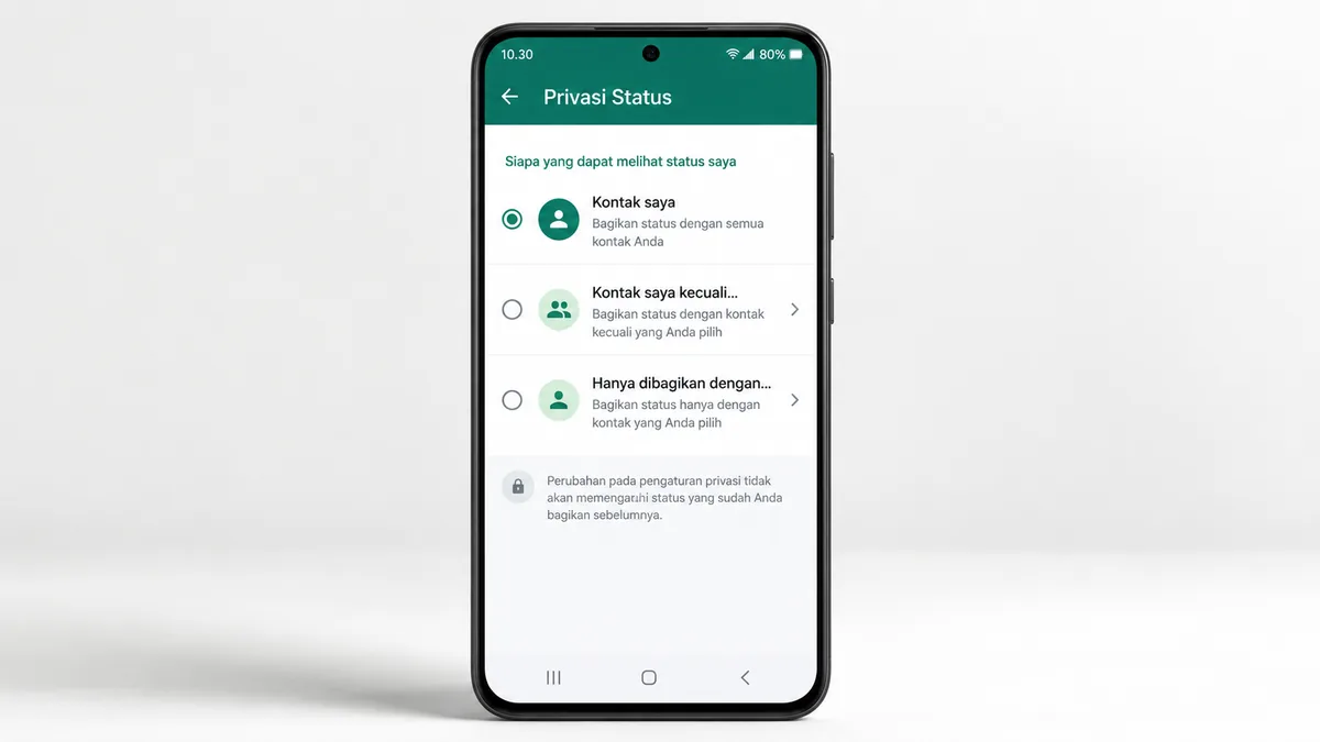 Pengaturan privasi status WhatsApp kontak saya