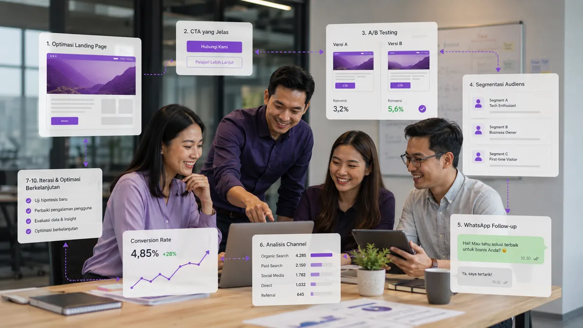 Strategi meningkatkan conversion rate dari landing page hingga follow-up WhatsApp