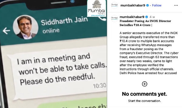 Chat WA penipu yang menyamar menjadi Siddarth Jain