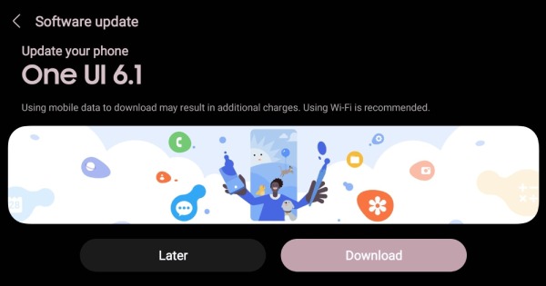 Contoh notifikasi update software di merk HP Samsung