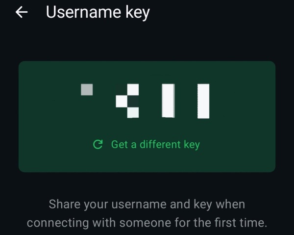 Membagikan username key di WhatsApp