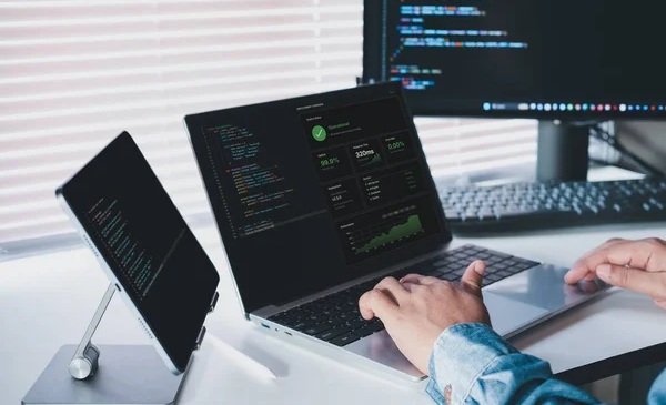 Monitor menunjukkan persentase uptime