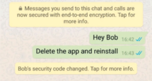 Notifikasi kuning WhatsApp terkait perubahan security code