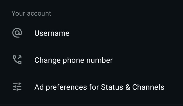 Pengaturan username WhatsApp