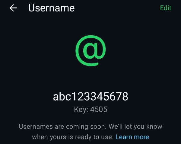 Reservasi username WhatsApp