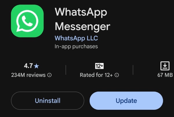 Update aplikasi WhatsApp di Play Store