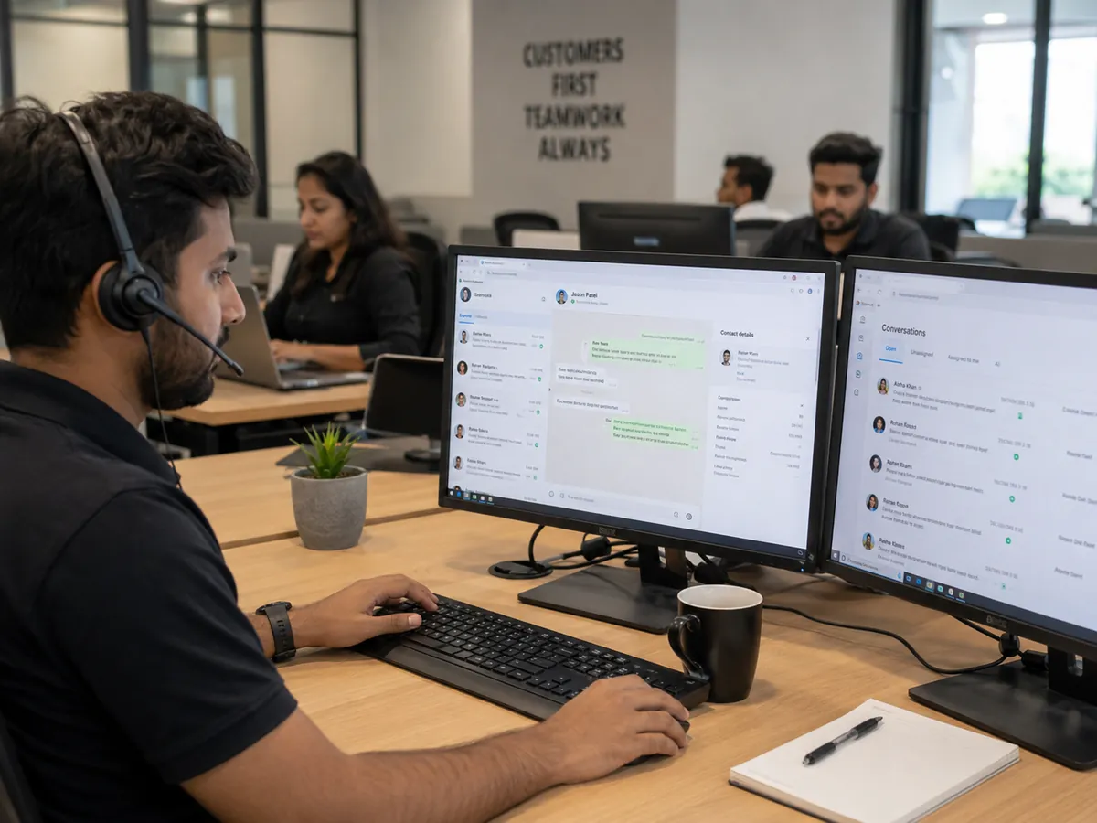 tim customer service mengelola percakapan pelanggan untuk bisnis