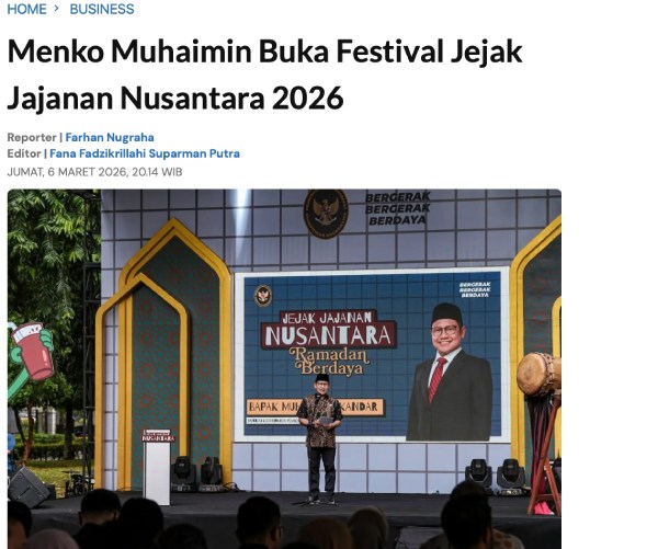 Berita tentang dibukanya festival Jejak Jajanan Nusantara 2026
