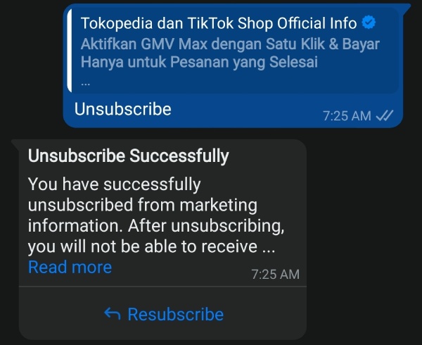 Contoh fitur opt-out