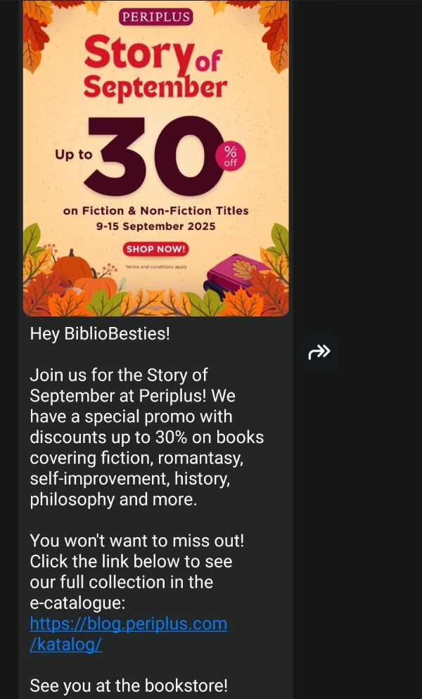Contoh iklan produk di WA dari Periplus