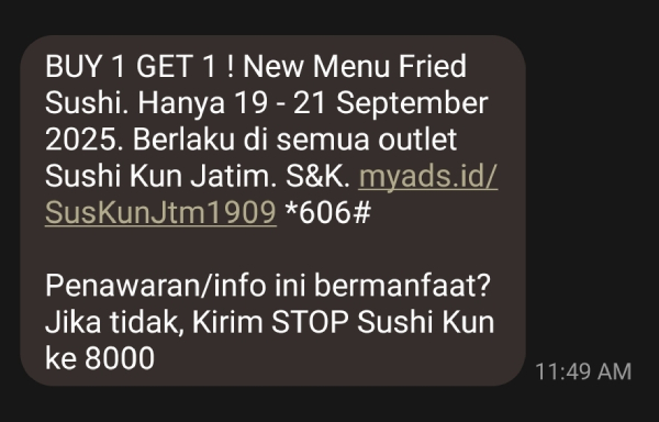 Contoh pengiriman SMS menggunakan geofencing