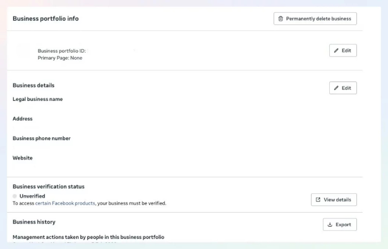 Contoh pengisian profil untuk membuat WhatsApp Business Portfolio