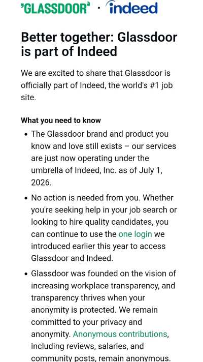 Email newsletter dari Glassdoor