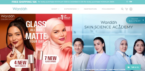 Halaman utama website resmi Wardah