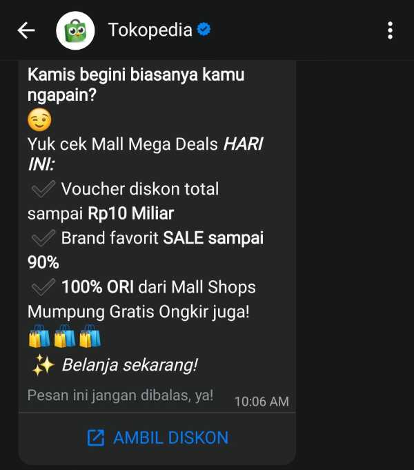 Iklan produk dari Tokopedia