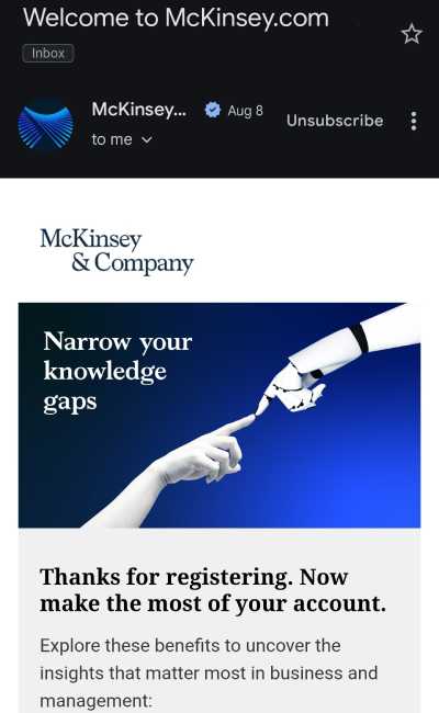 Jenis email newsletter dari McKinsey