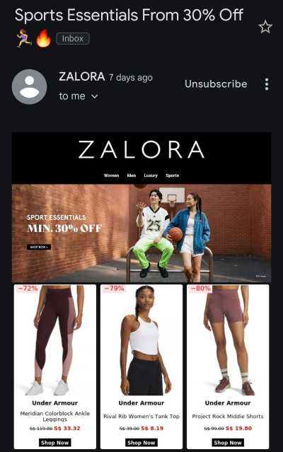 Jenis newsletter promo dari Zalora