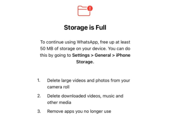 Penyimpanan WhatsApp di iPhone penuh