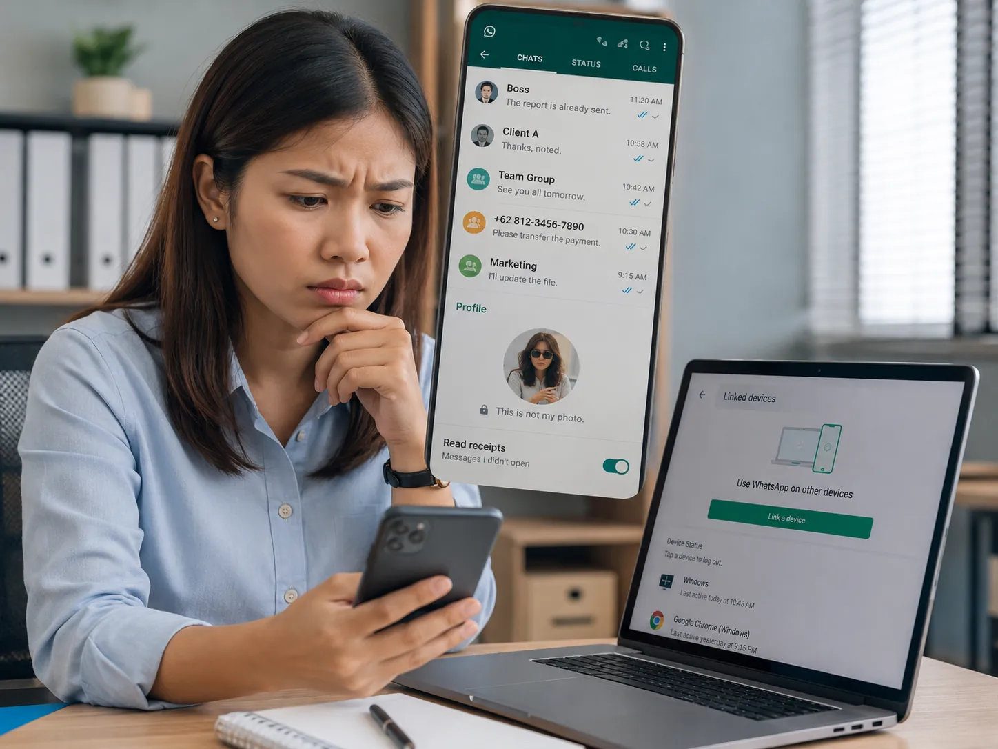 ciri-ciri akun WhatsApp diretas yang terlihat dari pesan dan perangkat tertaut