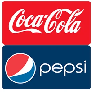perbandingan warna brand Coca-Cola merah dan Pepsi biru
