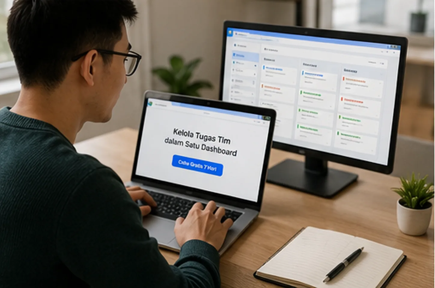 profesional membandingkan contoh iklan produk digital dan SaaS