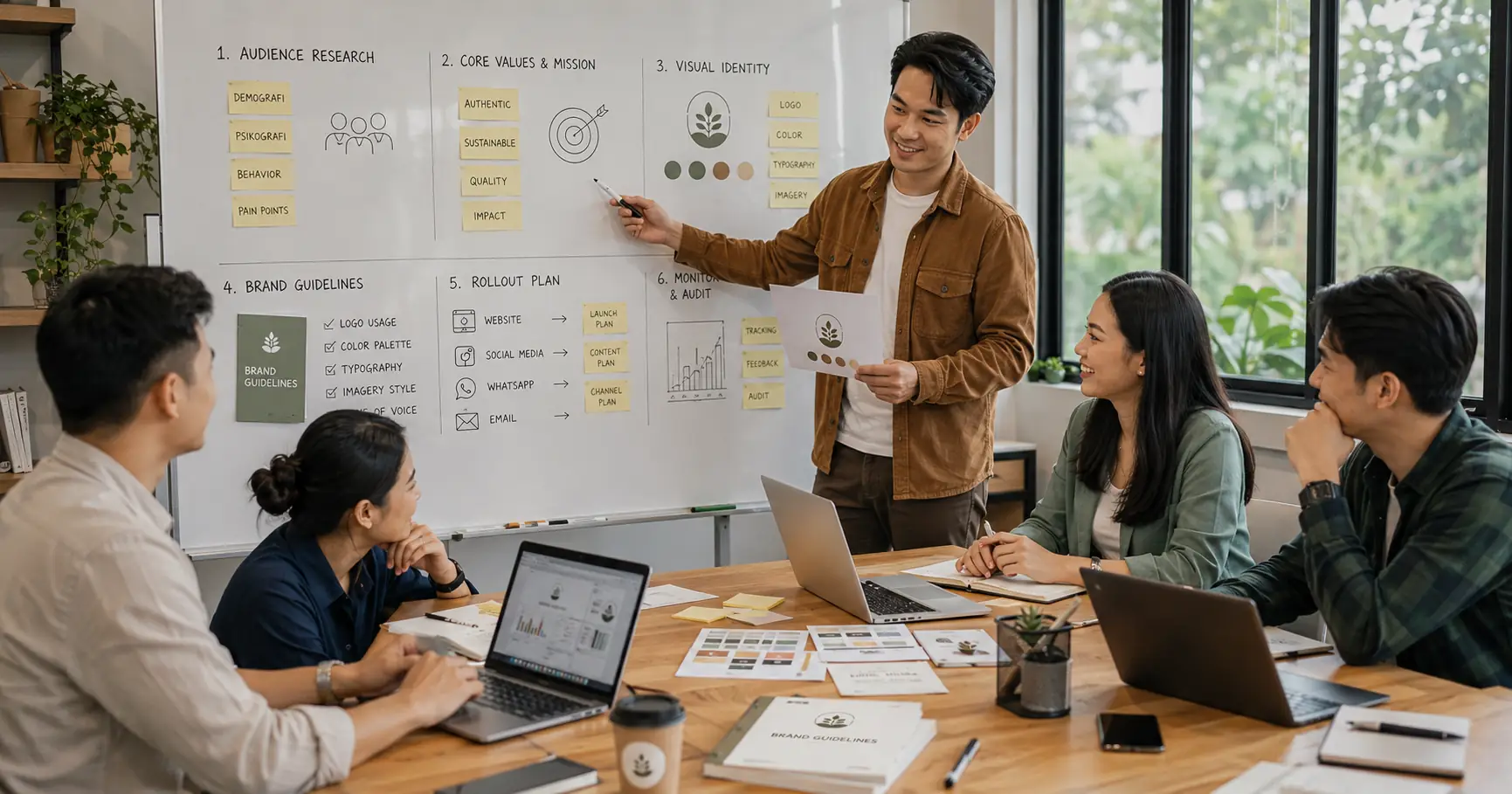 tim marketing menjalankan enam langkah praktis membangun brand identity