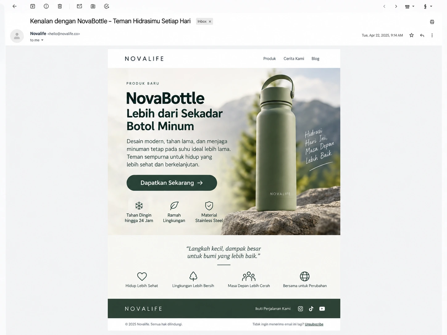 contoh email promosi produk baru dengan manfaat dan CTA