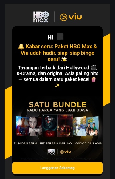 Contoh CTA di newsletter dari Viu Indonesia