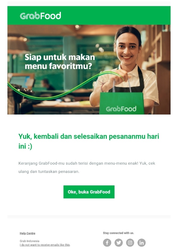 Contoh email jenis abandoned cart drip