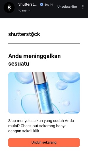 Contoh email yang dipersonalisasi dari Shutterstock