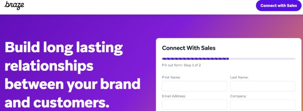 Formulir berlangganan layanan email marketing Braze