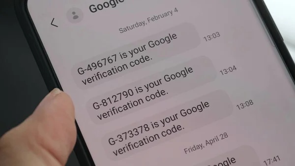 SMS verifikasi dari Google