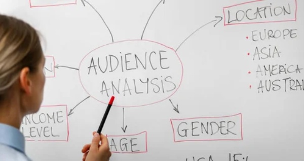Staf marketing sedang menganalisis audiens