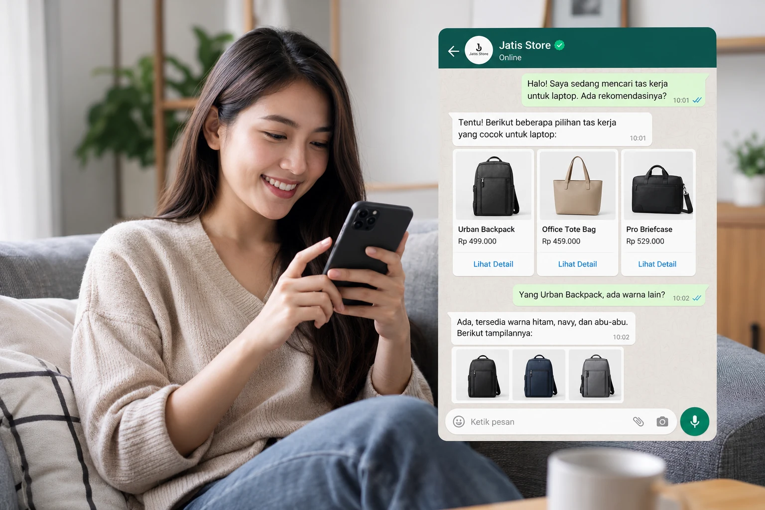 Tim customer service menangani banyak percakapan pelanggan melalui chat