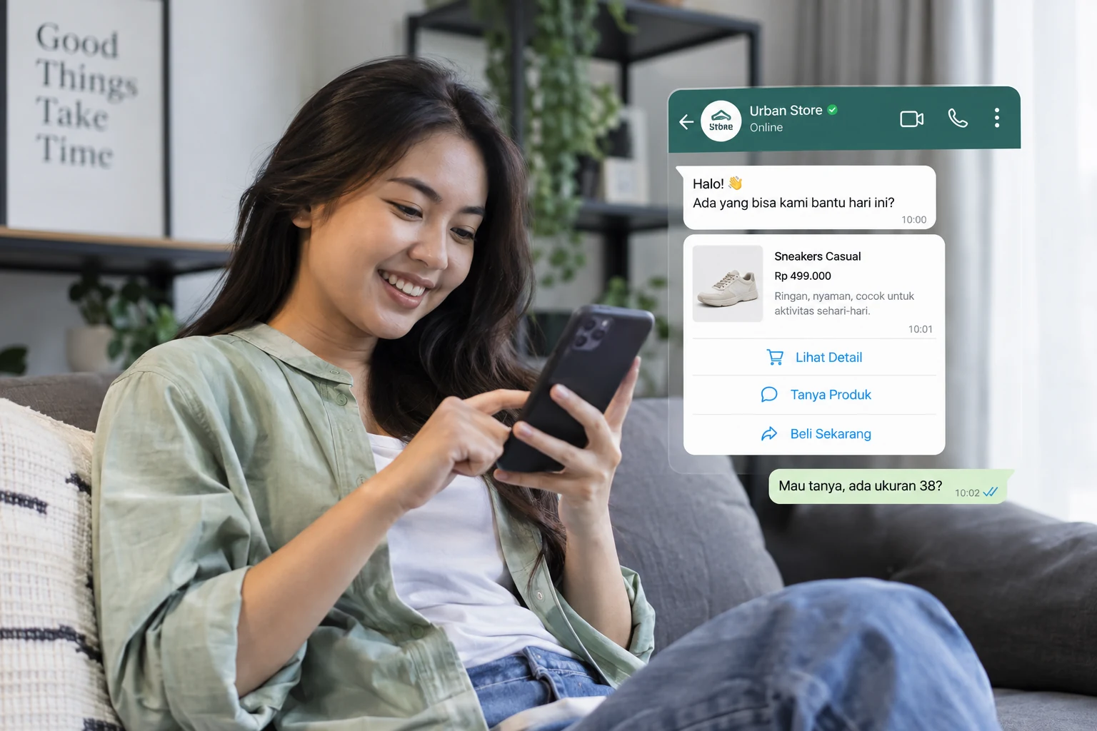 Pelanggan berkonsultasi dan berbelanja melalui aplikasi chat