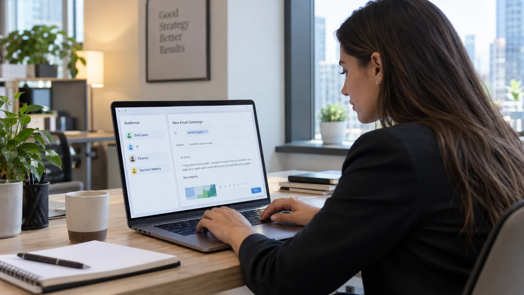 marketer menyusun email marketing B2B untuk berbagai peran pelanggan bisnis